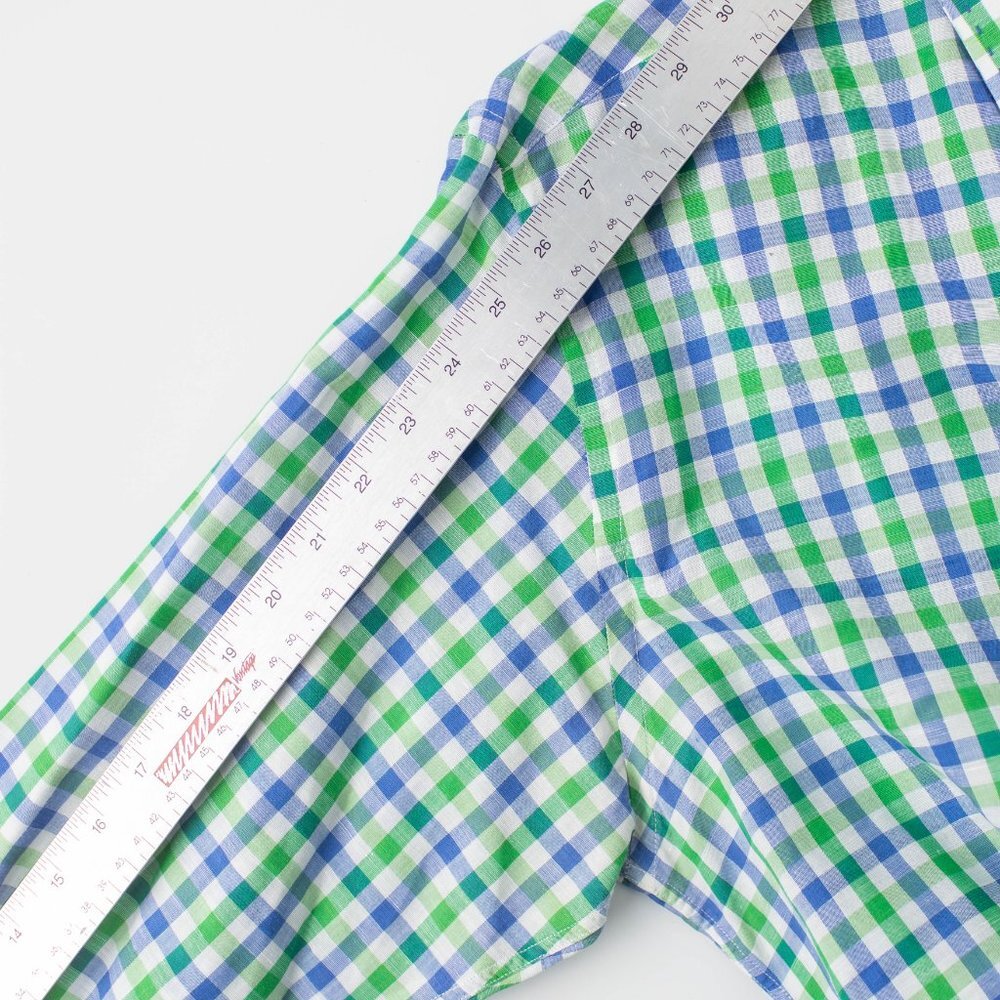 Alex Cannon Men's Long Sleeve Button Up Blue Green Plaid Large - Picture 10 of 10